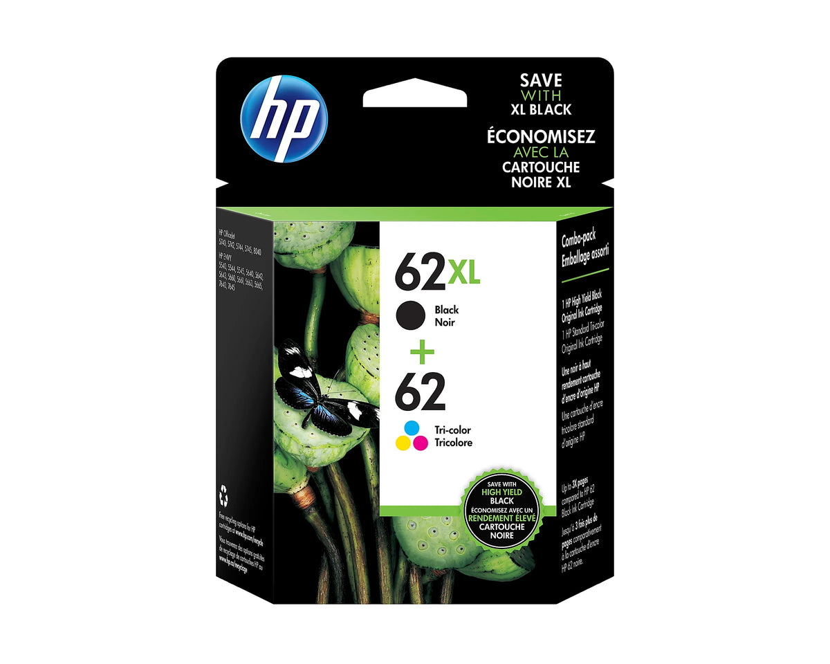 Hp Ink 62 Color High-Quality Original HP 62XL Black & 62 Color Ink Cartridge
