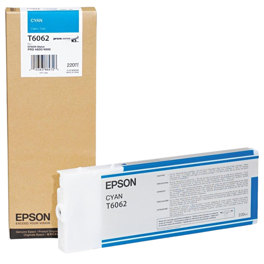 Epson (T6062) 220ml Cyan OEM Ink Cartridge, T606200