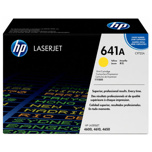 HP 641A Standard Yield Yellow LaserJet Toner Cartridge, C9722A