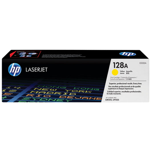 Original HP 128A Standard Yield Yellow Toner Cartridge, CE322A