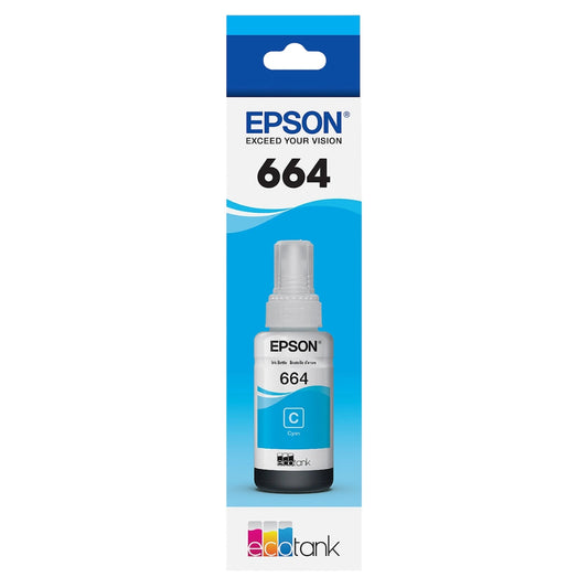 Epson T664 Ultra High-Yield Cyan Ink Bottle, T664220-S