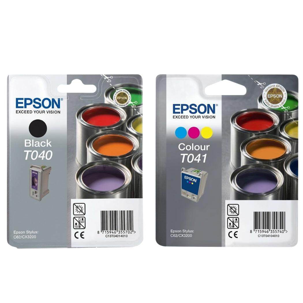 Original Epson T040 Black T041 Color Ink Cartridges
