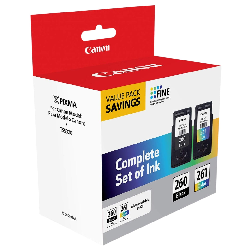 Original Canon PG-260/CL-261 Standard Yield Black & Color Ink Cartridge, 3706C005