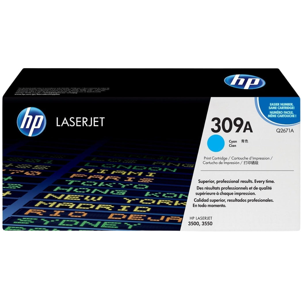 Original HP 309A Standard-Yield Cyan Toner Cartridge, Q2671A