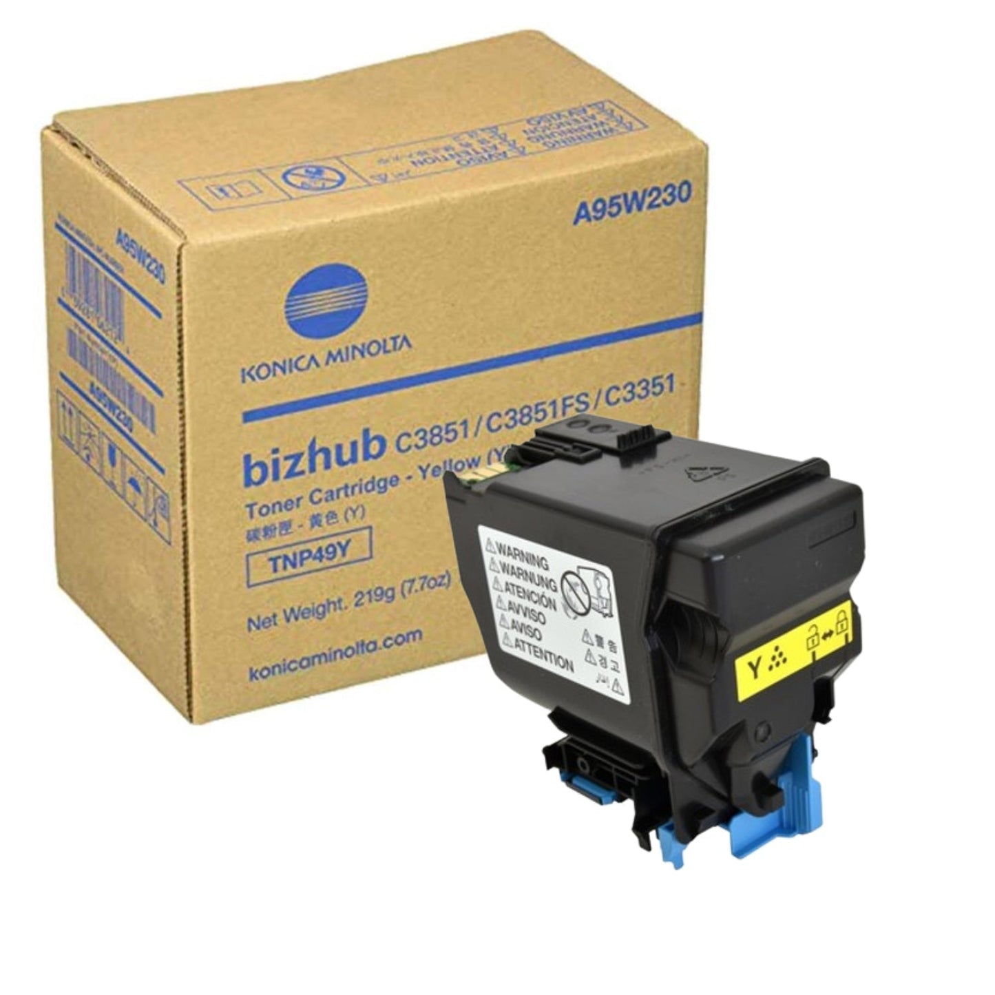 Original Konica Minolta TNP49Y High Yield Yellow Toner Cartridge, A95W230