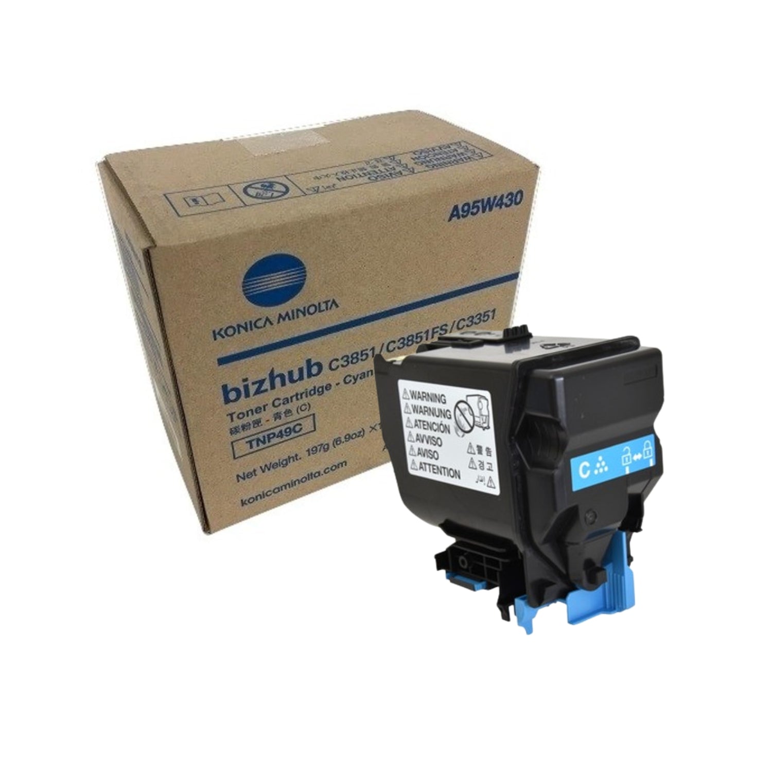 Original Konica Minolta TNP49C High Yield Cyan Toner Cartridge, A95W430