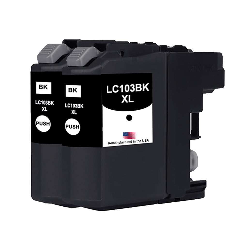 JIT Brand for Brother LC103BK XL High Yield Black Twin Pack Remanufactured in the USA Ink Cartridge