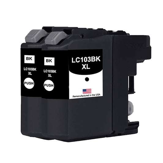 JIT Brand for Brother LC103BK XL High Yield Black Twin Pack Remanufactured in the USA Ink Cartridge
