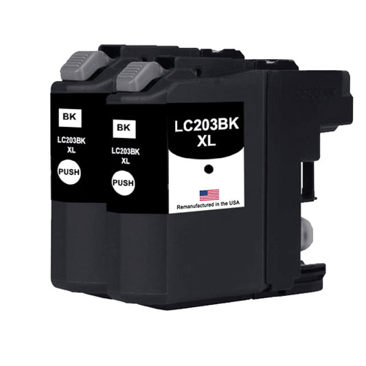 JIT Brand for Brother LC203BK XL High Yield Black Twin Pack Remanufactured in the USA Ink Cartridge