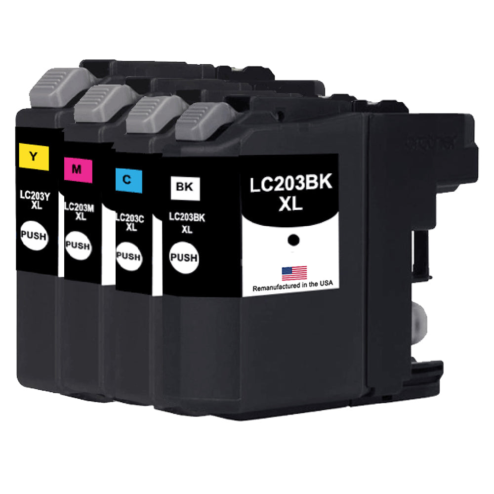 JIT Brand for Brother LC203 XL High Yield Black / 3 Color 4-Pack Remanufactured in the USA Ink Cartridge