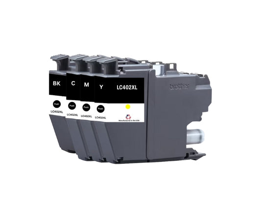 JIT Brand for Brother LC402XL 1 Black and 3 Color High Yield Remanufactured in USA Inkjet Cartridge, 4-Pack