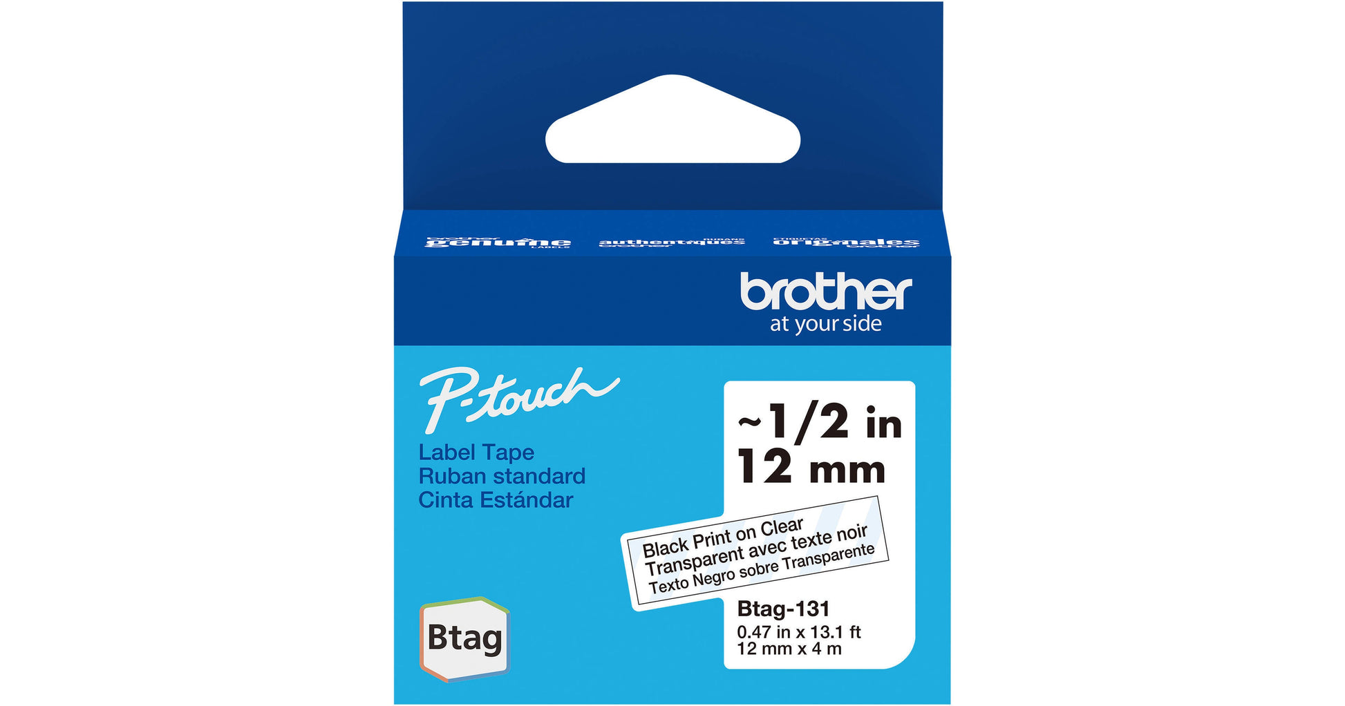Original Brother P-Touch Btag-131 1/2" Label Tape