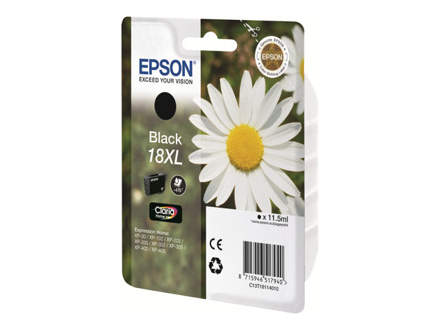 Original Epson 18XL High Yield Black Ink Cartridge, C13T18114012