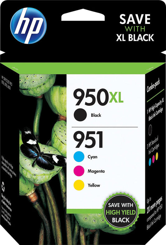 HP 950XL (CN045AN) Black &amp; 951 (CN050AN) Cyan, (CN051AN) Magenta &amp; (CN052AN) Yellow Ink Cartridges for your&nbsp;HP Printer