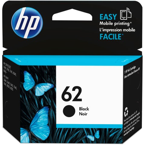 Genuine HP 62 Standard Yield Black Ink Cartridge, C2P04AN
