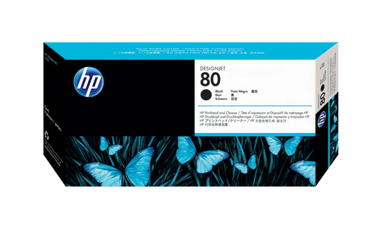 Original HP 80 Standard Yield Black Printhead & Printhead Cleaner,C4820A