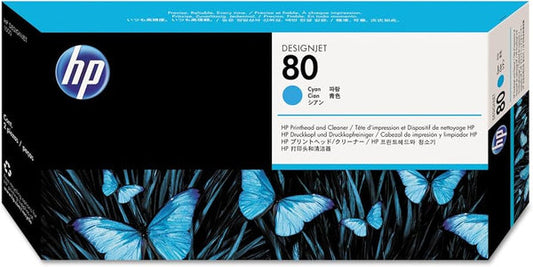 Original HP 80 Standard Yield Cyan Printhead & Printhead Cleaner,C4821A