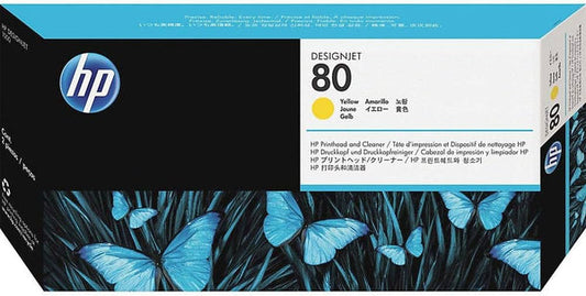 Original HP 80 Standard Yield Yellow Printhead & Printhead Cleaner,C4823A