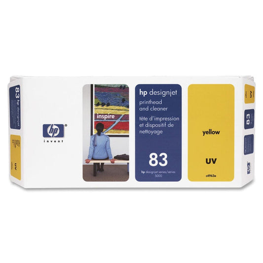 Original HP 83 UV Standard Yield Yellow Printhead and Printhead Cleaner,C4963A