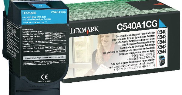 Genuine Lexmark Cyan Return Program Toner Cartridge,  C540A1CG