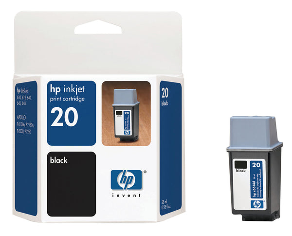 Original HP 20 Standard-Yield Black Ink Cartridge, C6614A