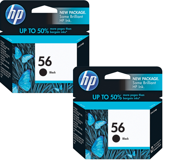 Genuine HP 56 Standard Yield Black 2PK Ink Cartridges,C6656AN