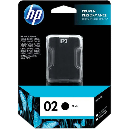Genuine HP 02 Standard Yield Black Ink Cartridge, C8721WN