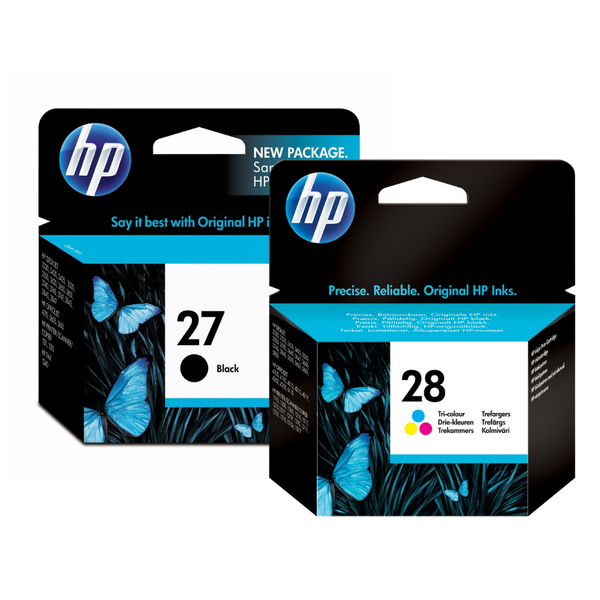 Orignal HP 27 Standard Yield Black & HP 28  Color Ink Cartridges