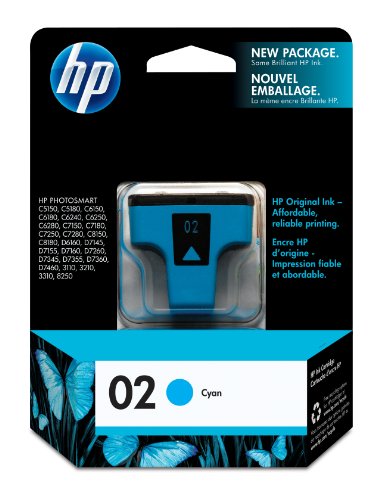 Genuine HP 02 Standard Yield Cyan Ink Cartridge, C8771WN