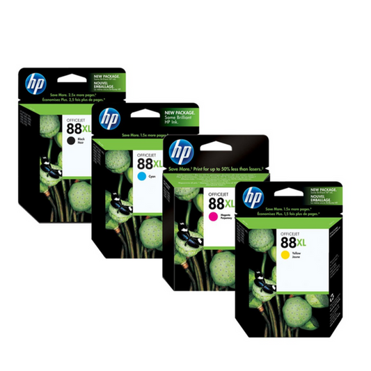Original HP 88XL Black Cyan Magenta Yellow 4PK Ink Cartridges