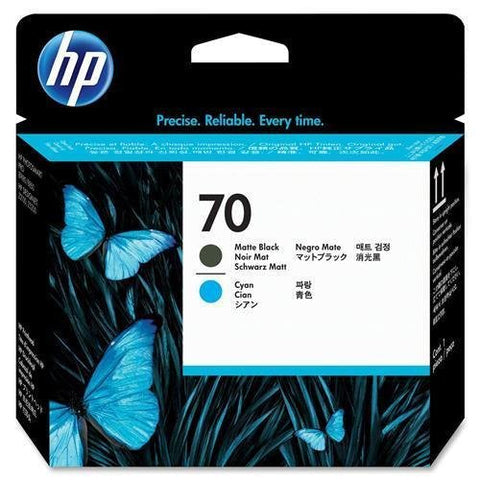 Original HP 70 Standard Yield Matte Black and Cyan Printhead, C9404A