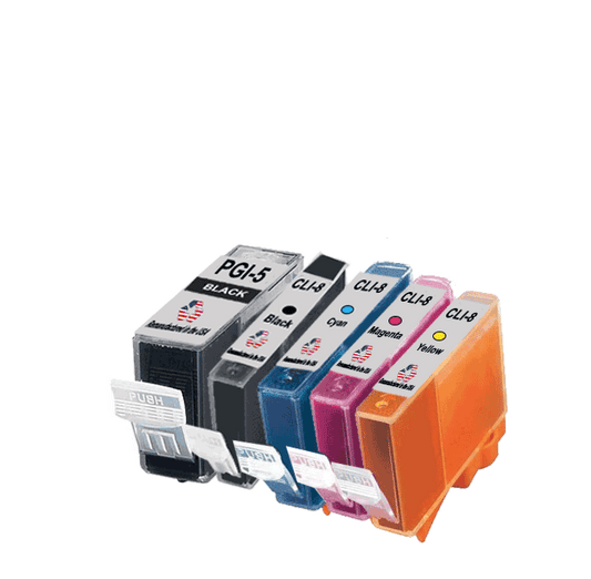 JIT Brand for Canon PGI-5 Black / CLI-8 Black, Colors 5-Pack High Yield Remanufactured in the USA Ink Cartridge