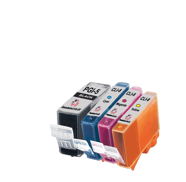 JIT Brand for Canon PGI-5 Black / CLI-8 3 Color 4-Pack High Yield Remanufactured in the USA Ink Cartridge