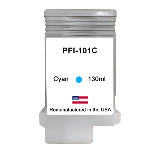 JIT Brand for Canon PFI-101 130mL Cyan High Yield Remanufactured in the USA Ink Cartridge