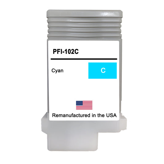 JIT Brand for Canon PFI-102 130mL Cyan High Yield Remanufactured in the USA Ink Cartridge