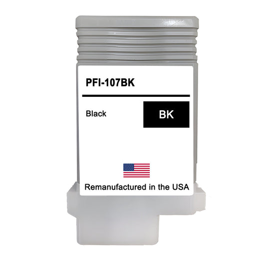 JIT Brand for Canon PFI-107 130mL Black PFI-107BK High Yield Remanufactured in the USA Ink Cartridge