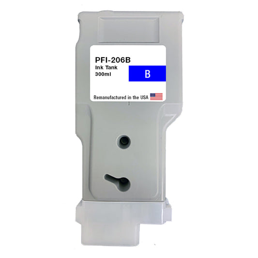 JIT Brand for Canon PFI-206 300mL Blue PFI-206B High Yield Remanufactured in the USA Ink Cartridge
