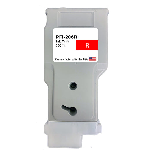 JIT Brand for Canon PFI-206 300mL Red PFI-206R High Yield Remanufactured in the USA Ink Cartridge