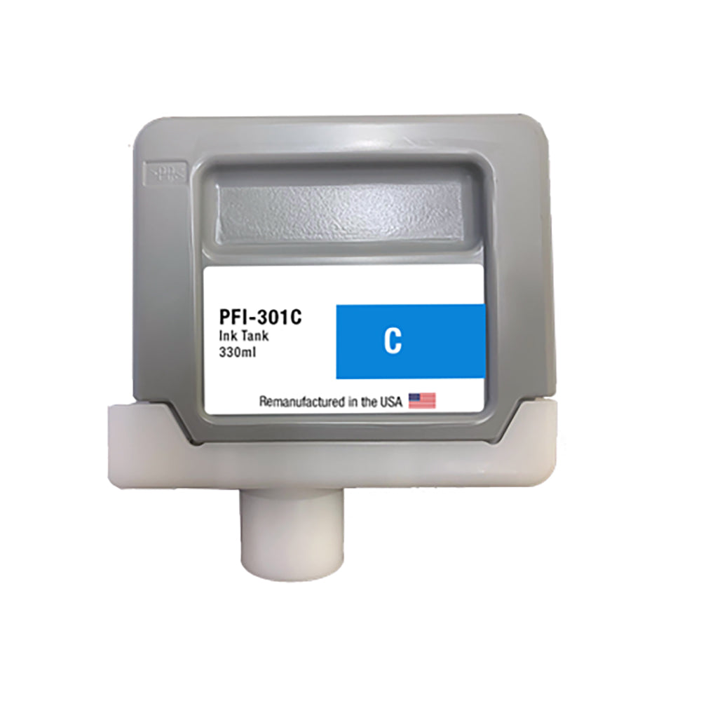 JIT Brand for Canon PFI-301 330mL Cyan PFI-301C High Yield Remanufactured in the USA Ink Cartridge