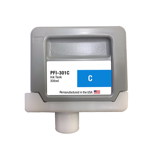 JIT Brand for Canon PFI-301 330mL Cyan PFI-301C High Yield Remanufactured in the USA Ink Cartridge