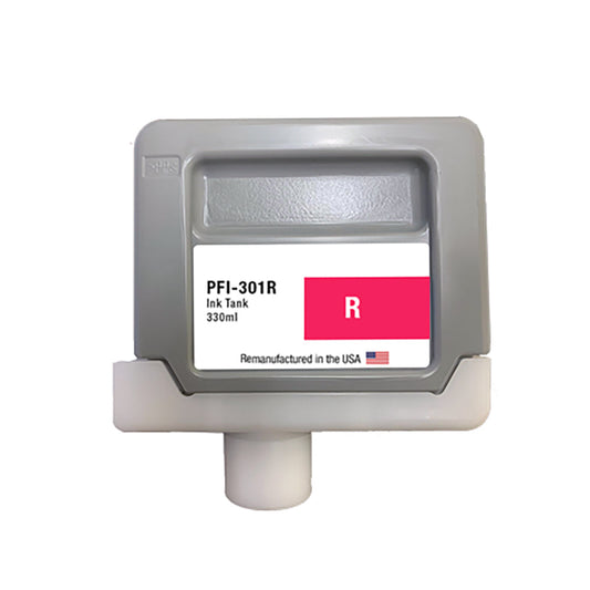 JIT Brand for Canon PFI-301 330mL Red PFI-301R High Yield Remanufactured in the USA Ink Cartridge