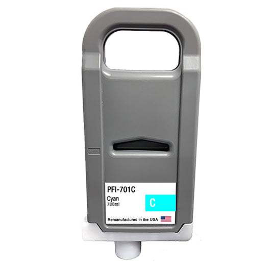 JIT Brand for Canon PFI-701 700mL Cyan PFI-701C High Yield Remanufactured in the USA Ink Cartridge
