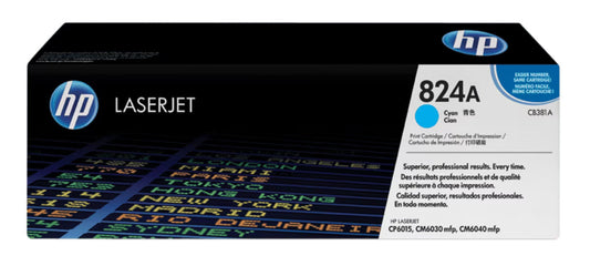 Original HP 824A Standard Yield Cyan Toner Cartridge, CB381A