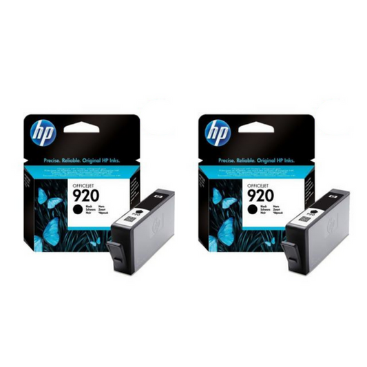 Original HP 920 Standard Yield Black Ink Cartridges,CD971AN- Twin Pack