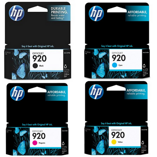 HP 920 (CD971AN) Black, (CH634AN) Cyan, (CH635AN)&nbsp;Magenta &amp; (CH635AN) Yellow 4Pack Ink Cartridges for your&nbsp;HP Printer
