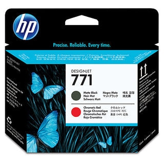 Original HP 771 Standard Yield Matte Black and Chromatic Red Printheads, CE017A
