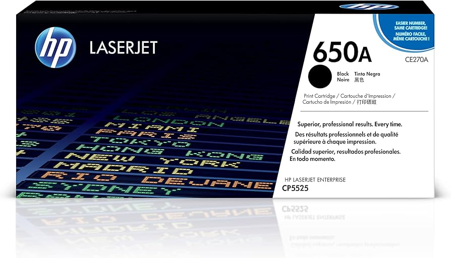 Genuine HP 650A Standar-Yield Black Laser Toner Cartridge, CE270A
