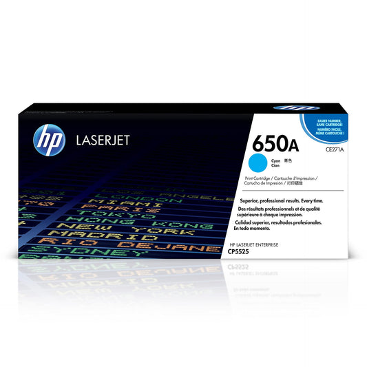 Genuine HP 650A Standar-Yield Cyan Laser Toner Cartridge, CE271A
