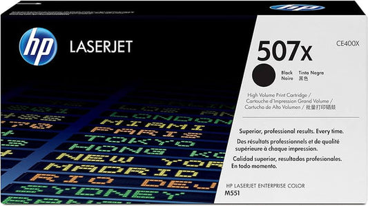 Original HP 507X High Yield Black LaserJet Toner Cartridge, CE400X