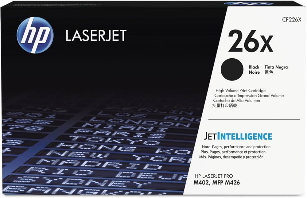 HP 26X High Yield Black Toner Cartridge, CF226X